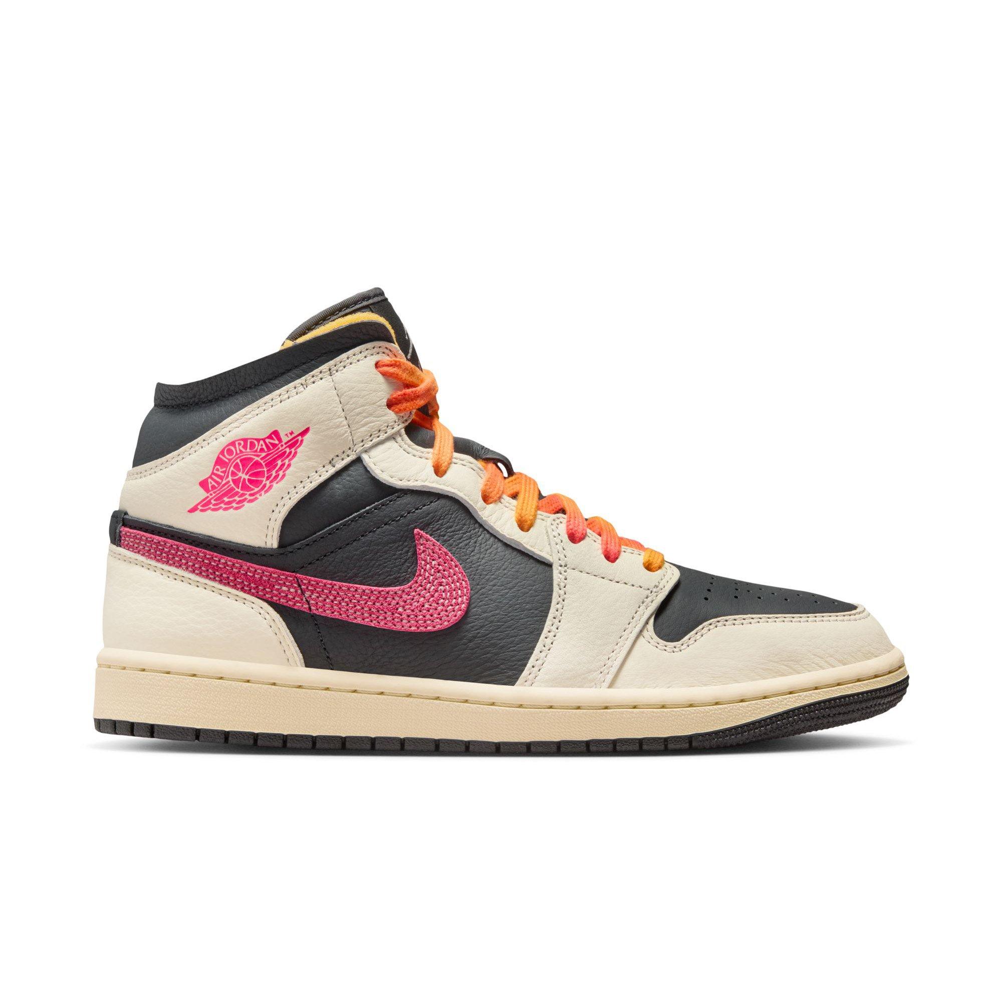 ♡*様 Nike Air Jordan 1 Mid SE Pink Black Jordan 1 Mid SE Women's Pale Ivory/Racer Pink | Hibbett